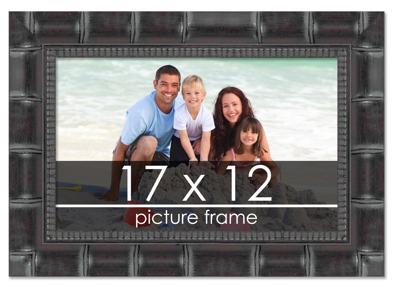 17x12 Wide Bamboo Picture Frame with UV-Resistant Acrylic & Acid Free Backing, Available in 4 Finishes - Brown, Black, Silver, and Natural